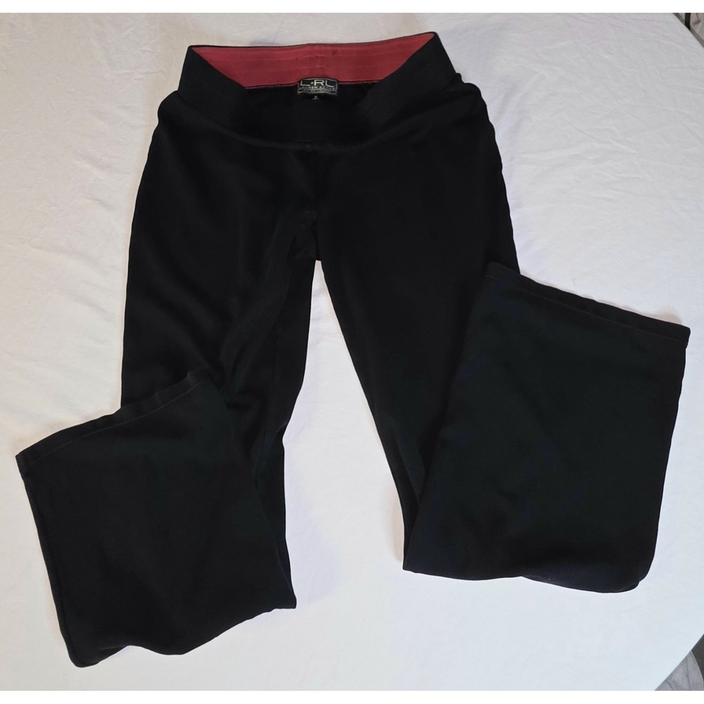 Lauren Active Ralph Lauren Women's Black Solid Pull On Active Pants Size Medium